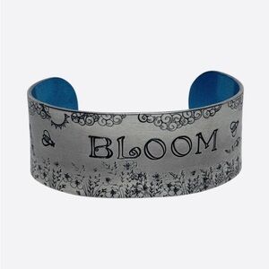 Handmade floral adjustable‎ silver hypoallergenic aluminum Wide cuff bracelet